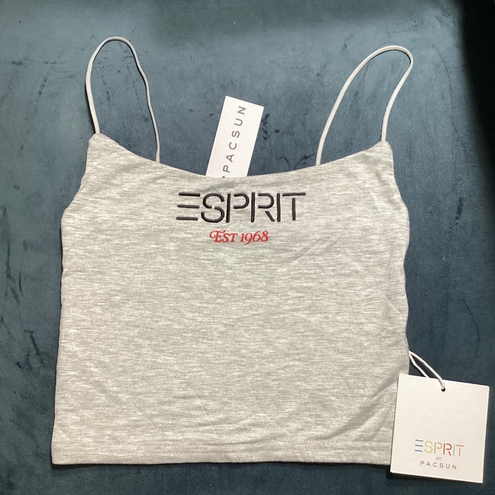 Esprit Thin Strap Grey Cropped Tank Cami